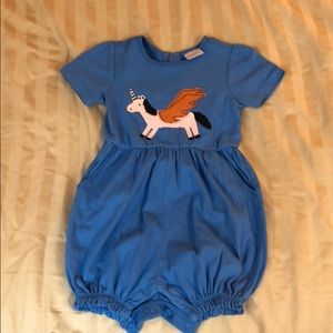 Blue romper with unicorn